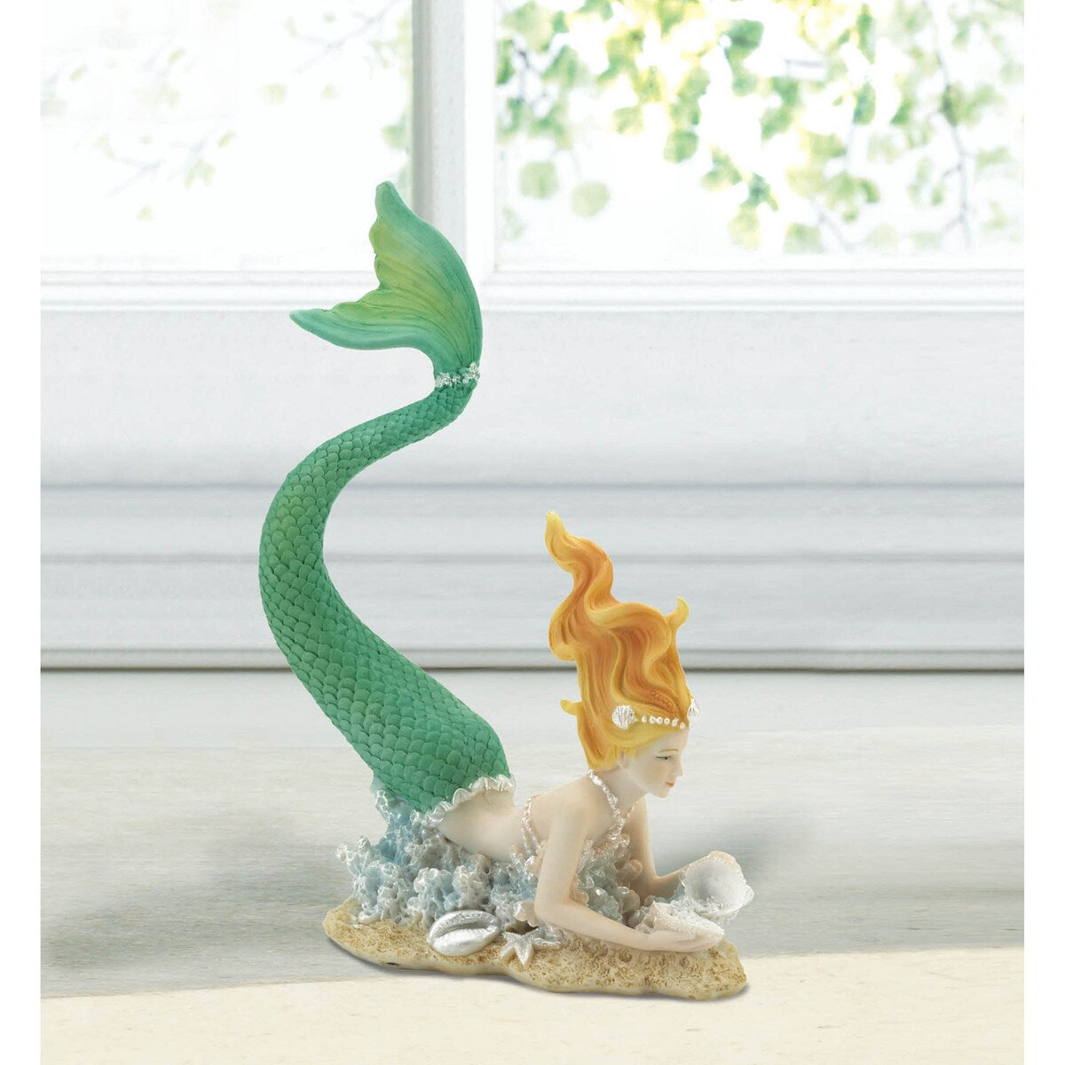 Mermaid Figurine with Pearl Shell Details