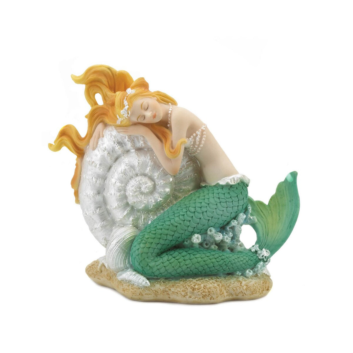 Mermaid Figurine with Pearl Shell Details