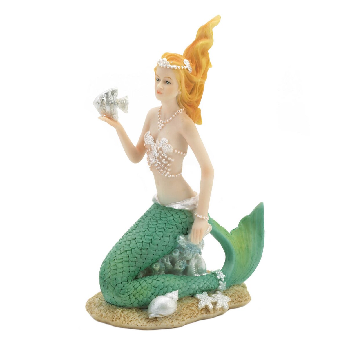Mermaid Figurine with Pearl Shell Details
