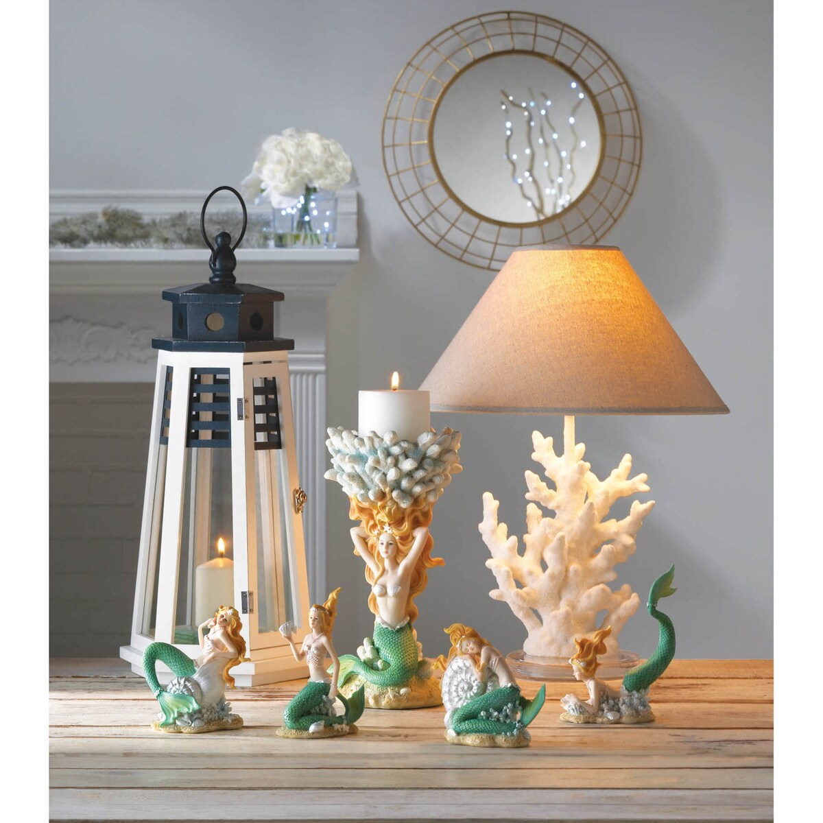 Mermaid Figurine with Pearl Shell Details