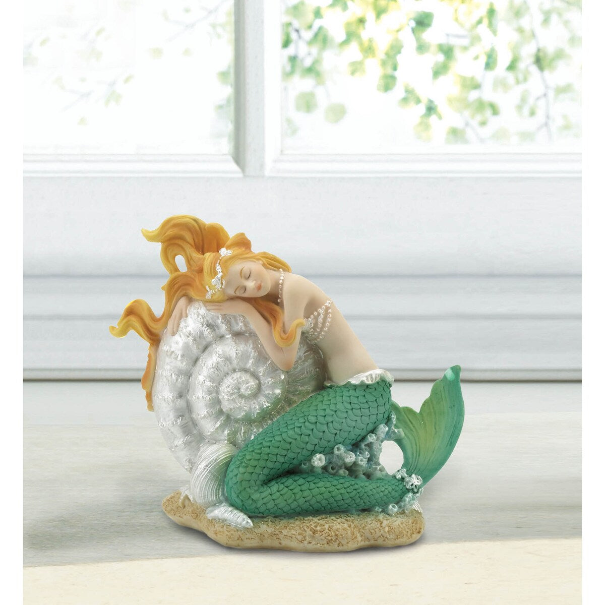 Mermaid Figurine with Pearl Shell Details