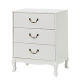 Retro 3-Drawer Wood Nightstand with Cabriole Legs