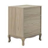 Retro 3-Drawer Wood Nightstand with Cabriole Legs