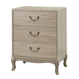 Retro 3-Drawer Wood Nightstand with Cabriole Legs