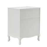 Retro 3-Drawer Wood Nightstand with Cabriole Legs