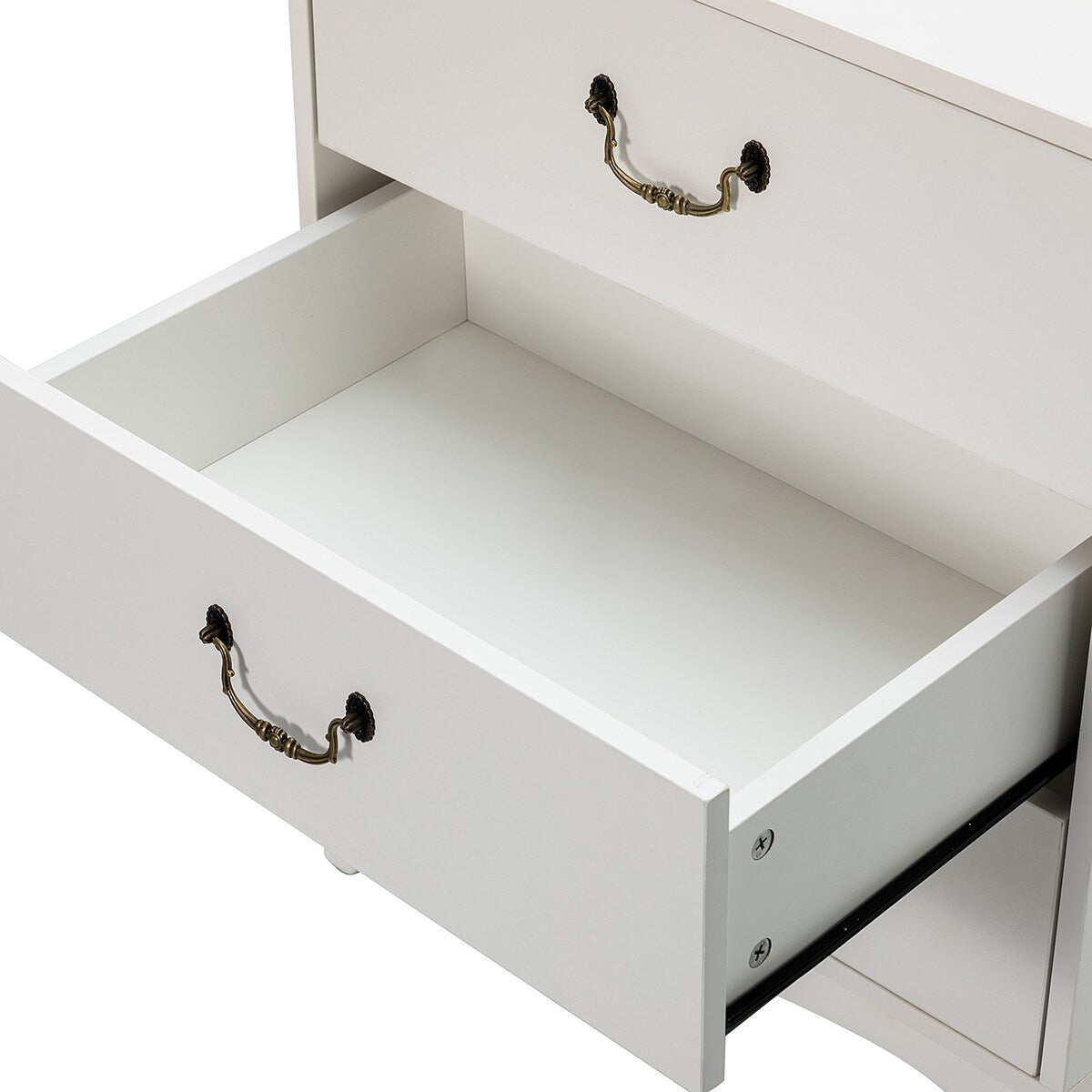 Retro 3-Drawer Wood Nightstand with Cabriole Legs
