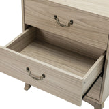 Retro 3-Drawer Wood Nightstand with Cabriole Legs