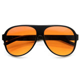 Retro 80S Tear Drop Aviator Sunglasses Blue Block Lens Acetate Frame Uv Protected