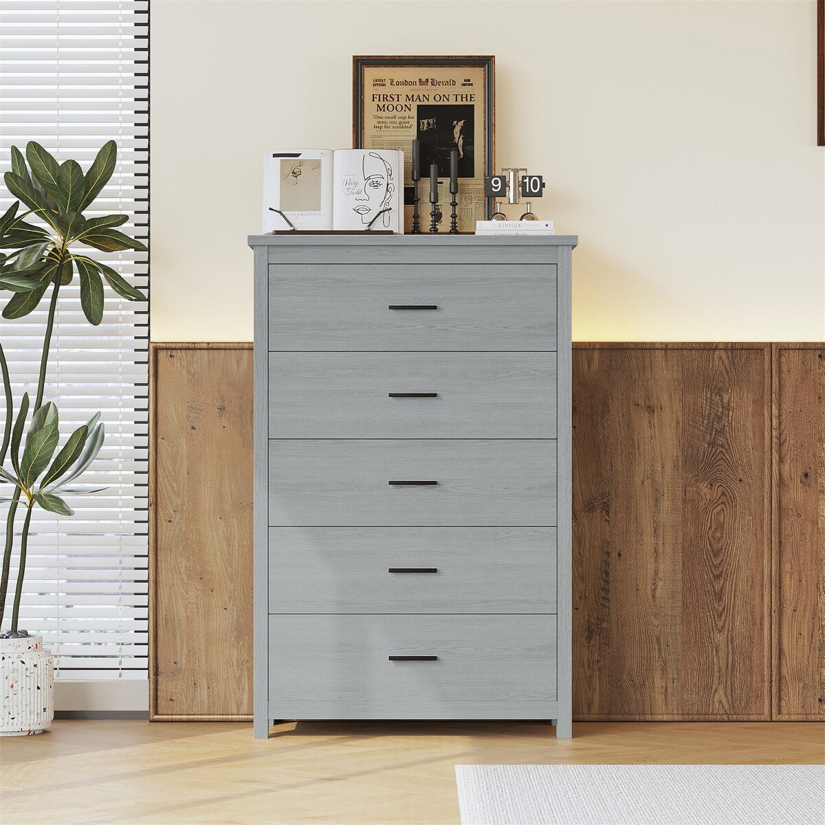 Retro American Country Style Wooden Dresser