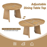 Retro Extendable Dining Table with a 16-inch Middle Leaf for Dining Room and Kitchen