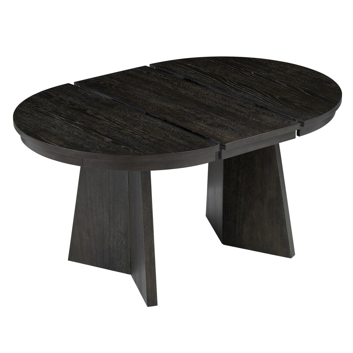 Retro Extendable Dining Table with a 16-inch Middle Leaf for Dining Room and Kitchen