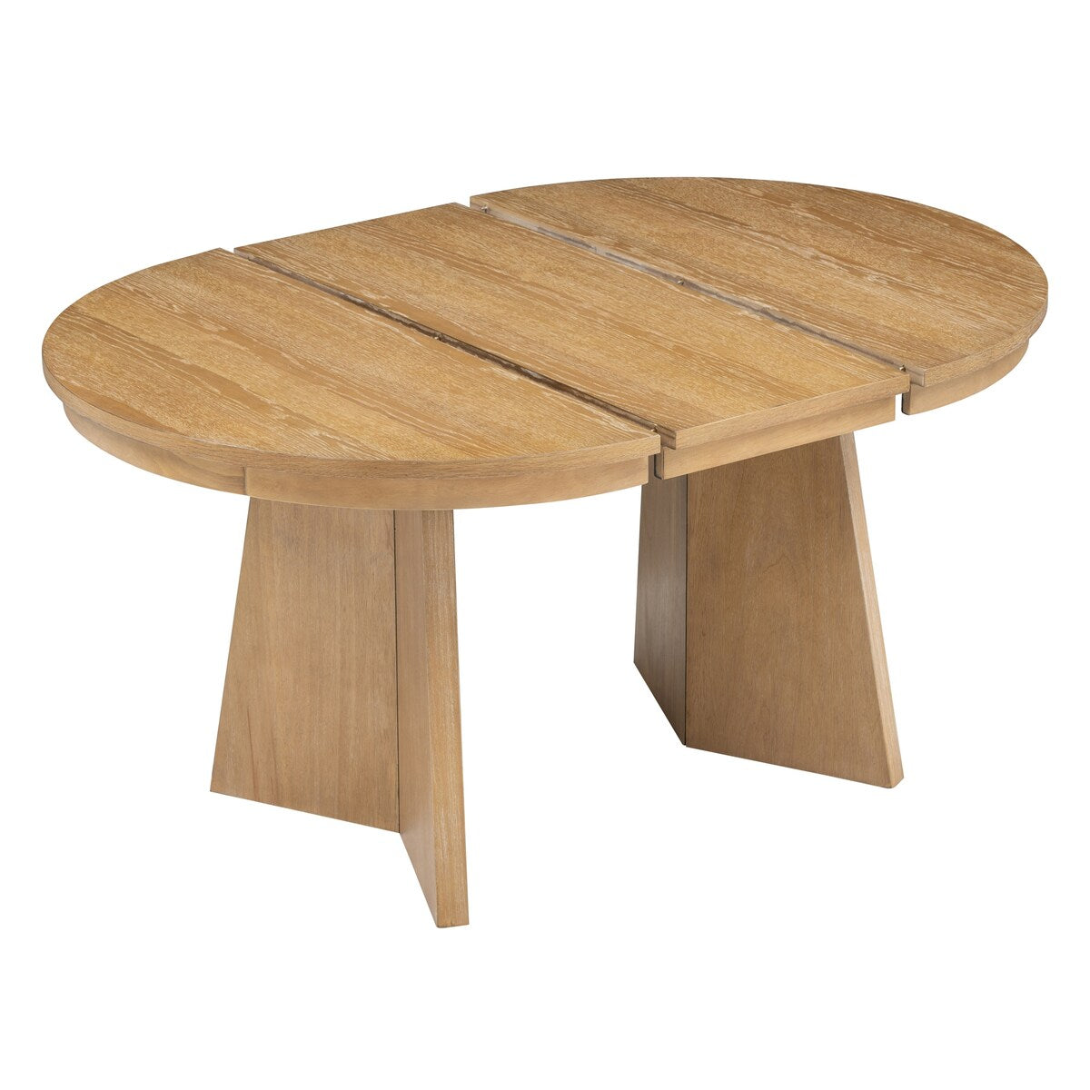 Retro Extendable Dining Table with a 16-inch Middle Leaf for Dining Room and Kitchen