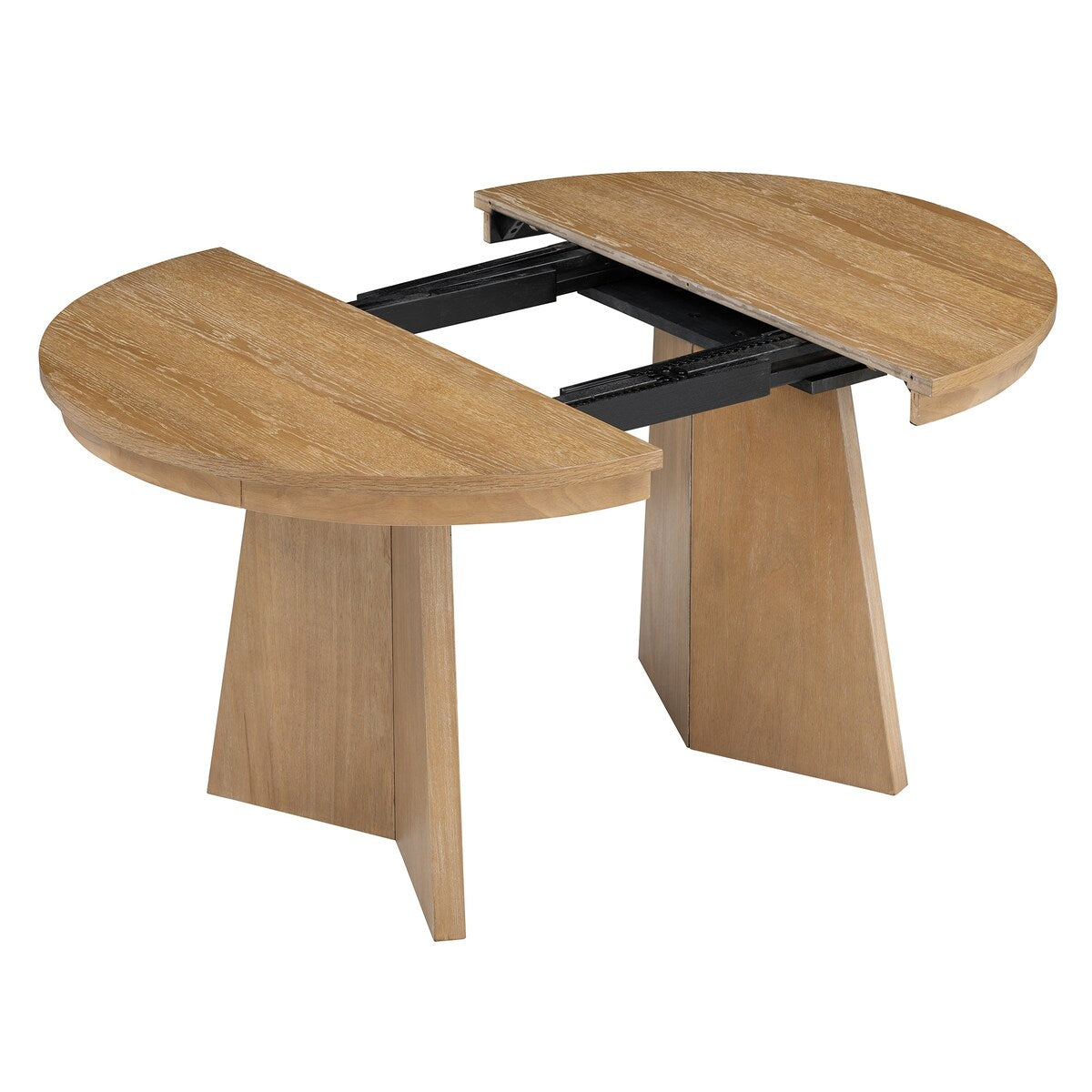 Retro Extendable Dining Table with a 16-inch Middle Leaf for Dining Room and Kitchen