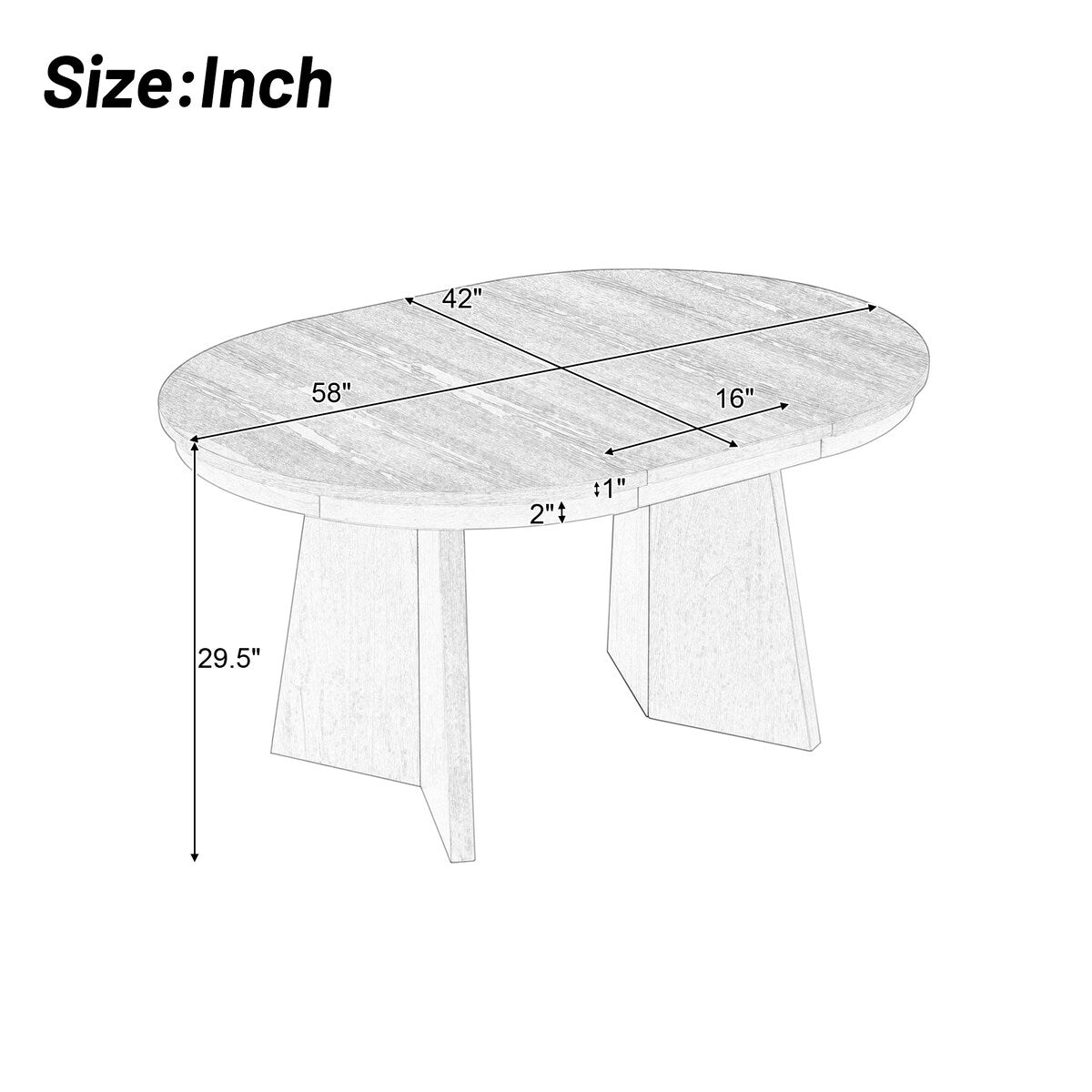 Retro Extendable Dining Table with a 16-inch Middle Leaf for Dining Room and Kitchen