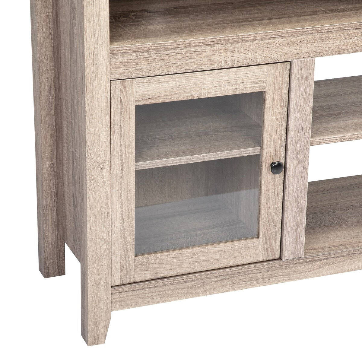 Retro Glass Door Fireplace TV cabinet - wood grain