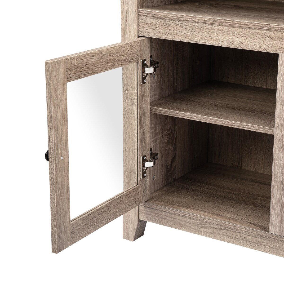 Retro Glass Door Fireplace TV cabinet - wood grain