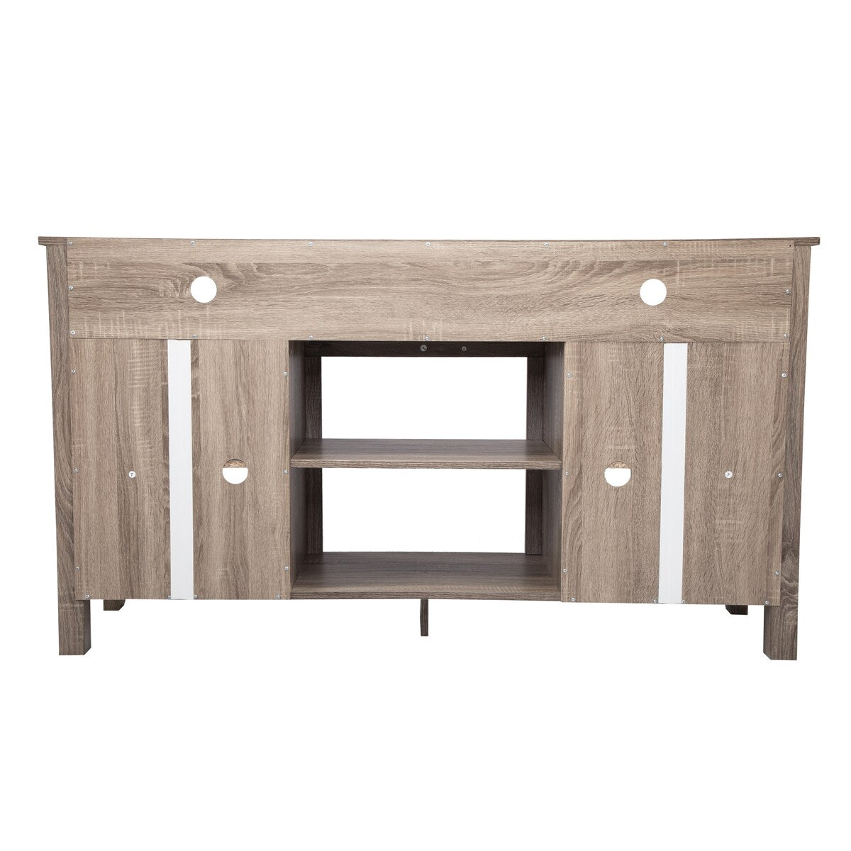 Retro Glass Door Fireplace TV cabinet - wood grain