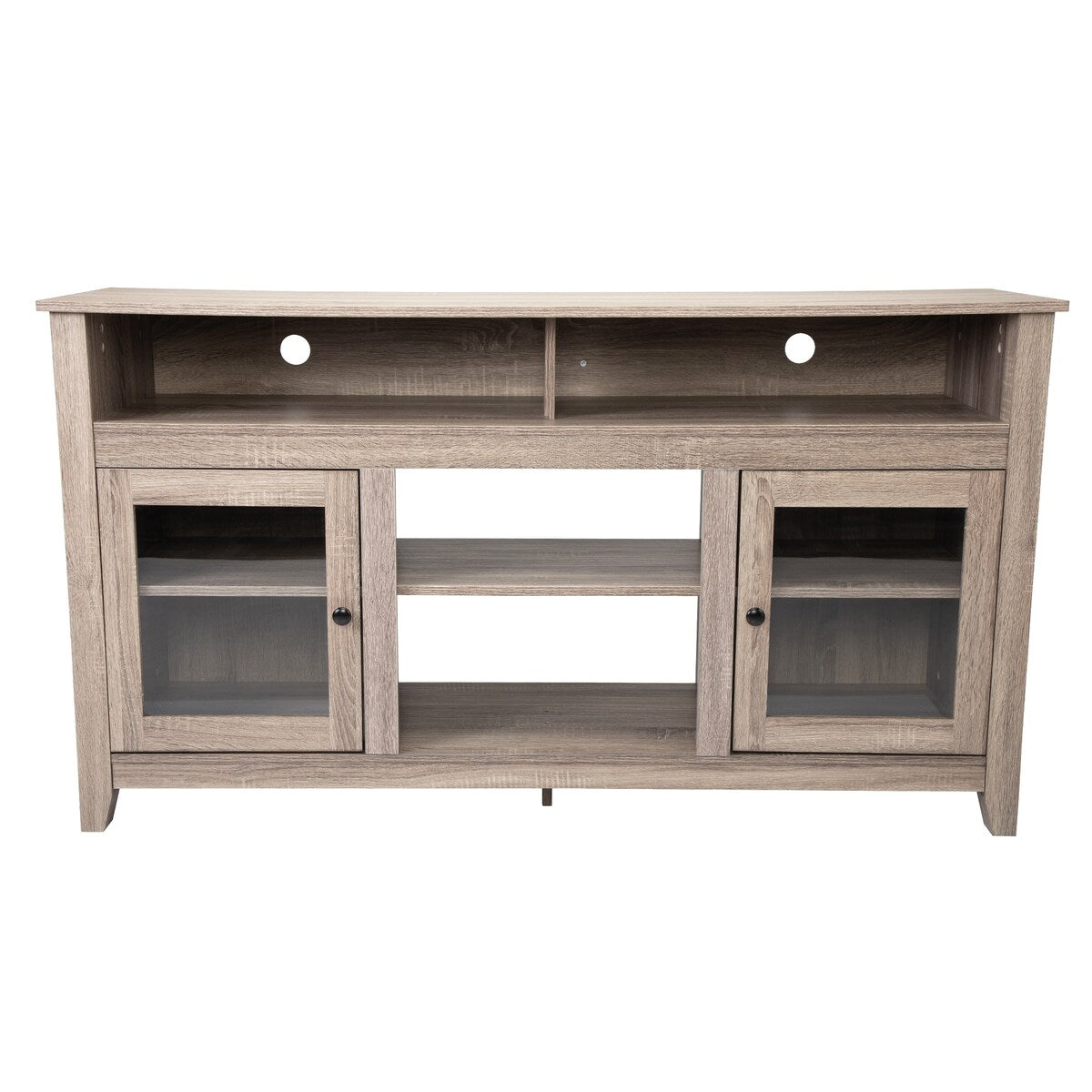 Retro Glass Door Fireplace TV cabinet - wood grain
