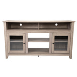 Retro Glass Door Fireplace TV cabinet - wood grain
