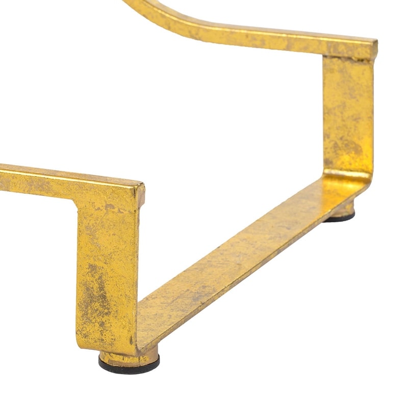 A&B Home Retro Gold Iron Upholstered Bench by Anthony Venetucci