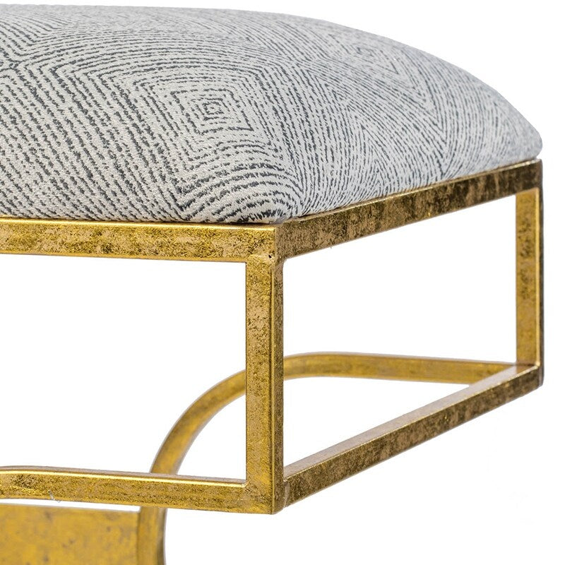 A&B Home Retro Gold Iron Upholstered Bench by Anthony Venetucci