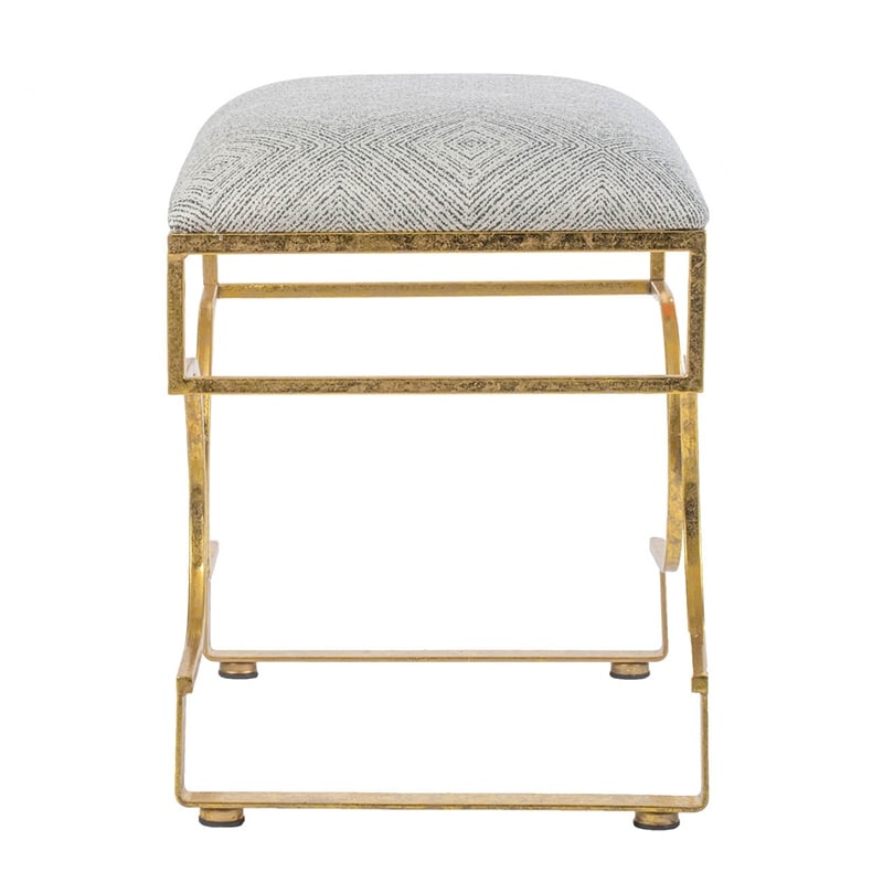 A&B Home Retro Gold Iron Upholstered Bench by Anthony Venetucci