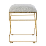 A&B Home Retro Gold Iron Upholstered Bench by Anthony Venetucci