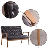 Retro Lounge Chair Solid Wood Frame Loveseat for Living Room