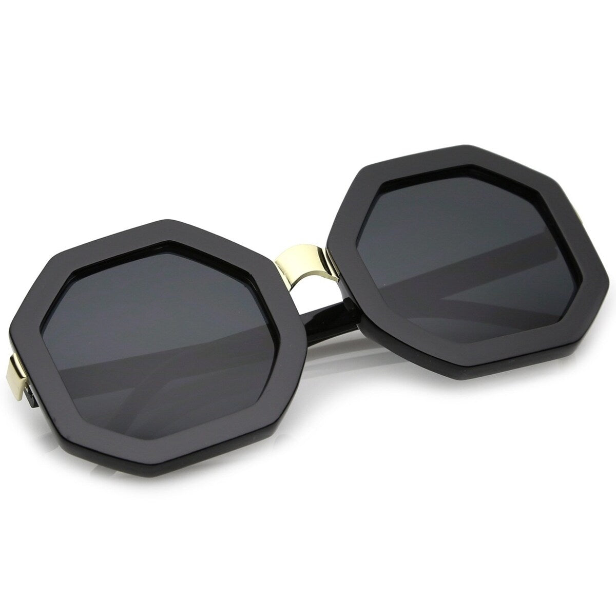 Retro Oversized Octagon Sunglasses 53Mm Metal Nose Bridge Chunky Frame Uv400