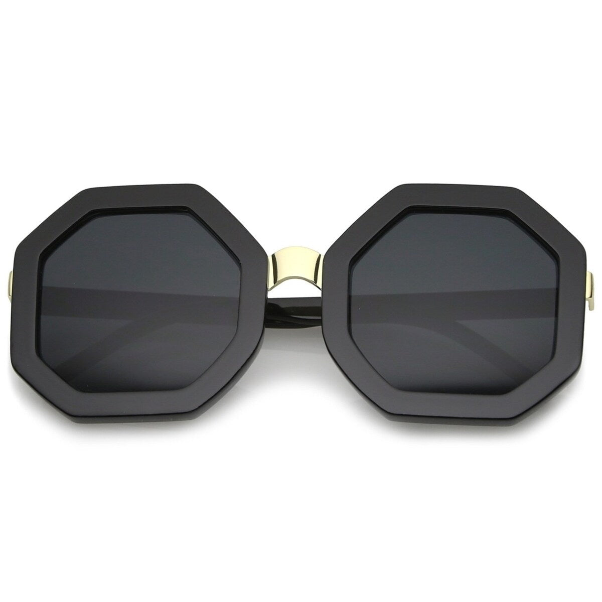 Retro Oversized Octagon Sunglasses 53Mm Metal Nose Bridge Chunky Frame Uv400