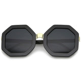 Retro Oversized Octagon Sunglasses 53Mm Metal Nose Bridge Chunky Frame Uv400