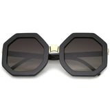 Retro Oversized Octagon Sunglasses 53Mm Metal Nose Bridge Chunky Frame Uv400