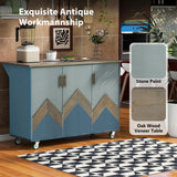 Retro Mountain Wood Kitchen Island with Drop Leaf