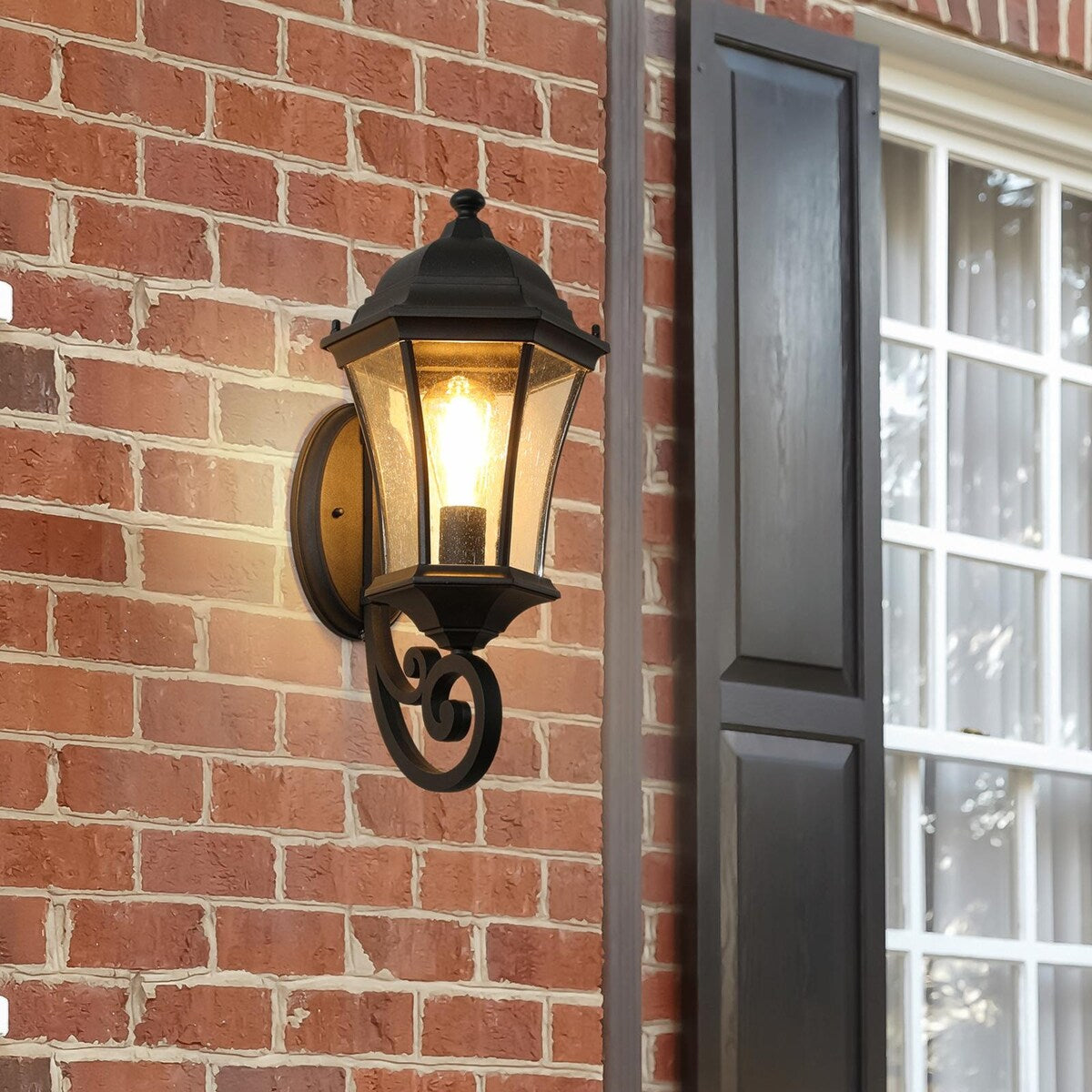 Retro Outdoor Waterproof Glass Wall Lamp with Light Sensor