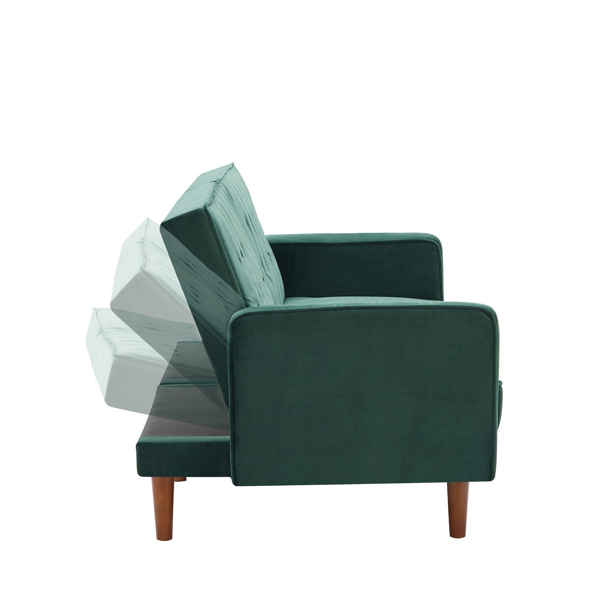 Retro Split Sofa Fabric Padded Convertible Sleeper Sofa, Easily Assembled Loveseat