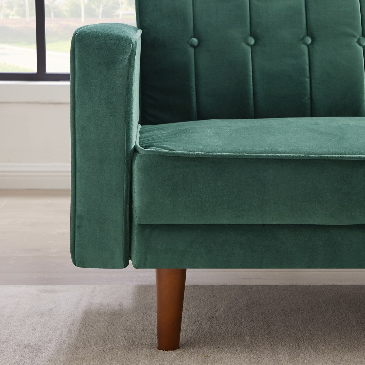 Retro Split Sofa Fabric Padded Convertible Sleeper Sofa, Easily Assembled Loveseat