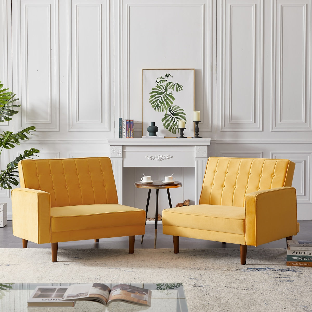 Retro Split Sofa Fabric Padded Convertible Sleeper Sofa, Easily Assembled Loveseat
