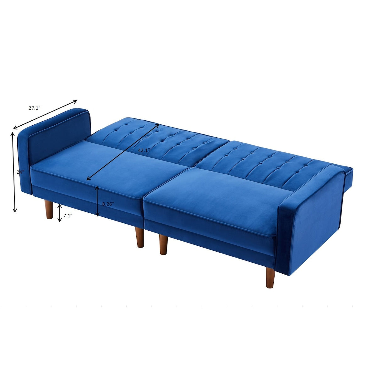 Retro Split Sofa Fabric Padded Convertible Sleeper Sofa, Easily Assembled Loveseat