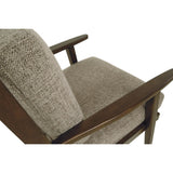 Retro Style Fabric Upholstered Wooden Accent Chair, Gray and Brown