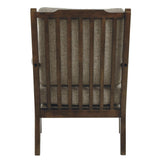 Retro Style Fabric Upholstered Wooden Accent Chair, Gray and Brown