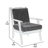 Retro Style Fabric Upholstered Wooden Accent Chair, Gray and Brown
