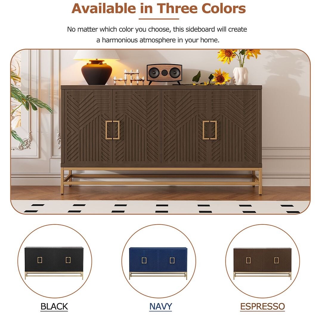 Retro-Style Modern Sideboard with 2 Doors and Adjustable Shelves