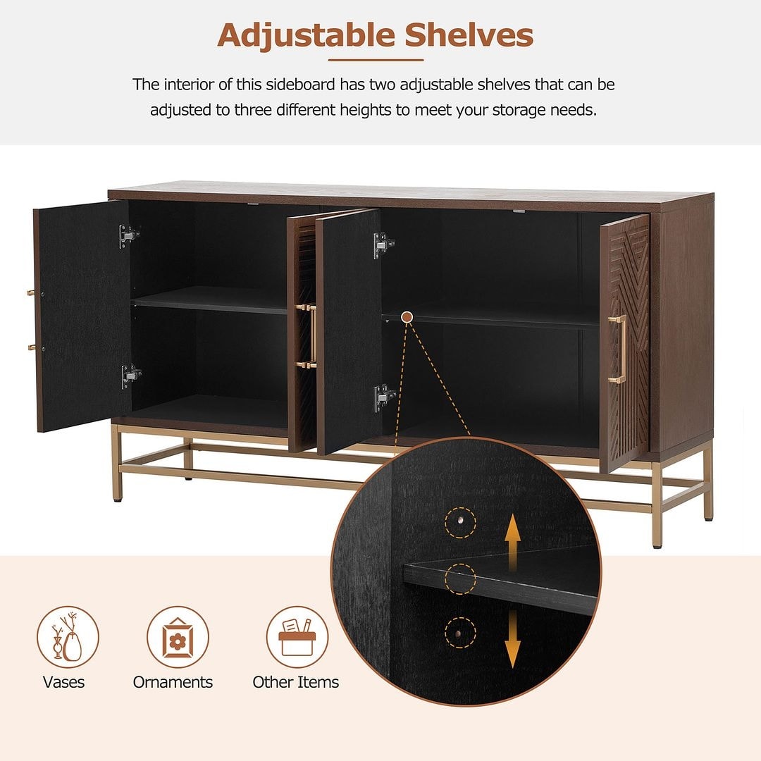 Retro-Style Modern Sideboard with 2 Doors and Adjustable Shelves