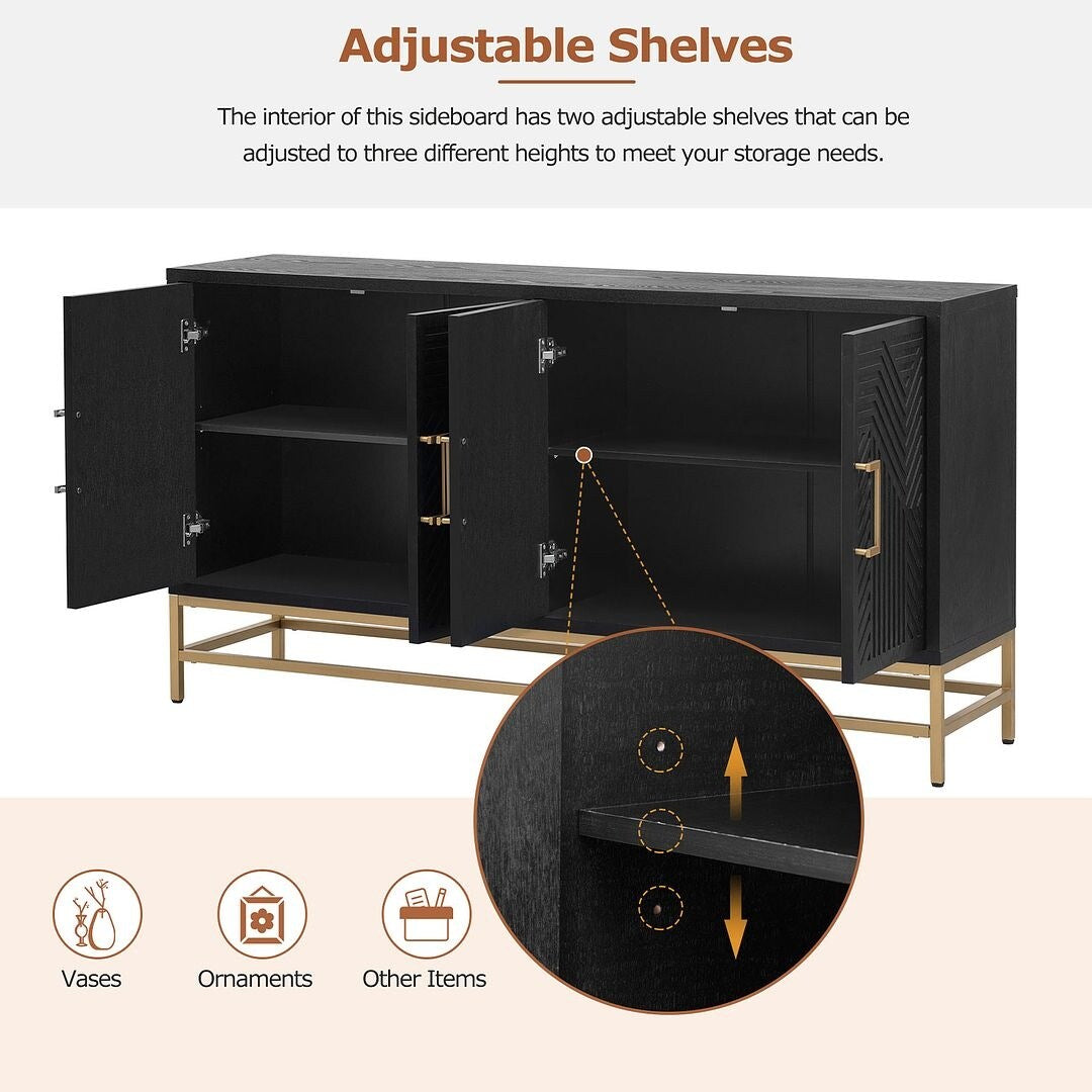 Retro-Style Modern Sideboard with 2 Doors and Adjustable Shelves