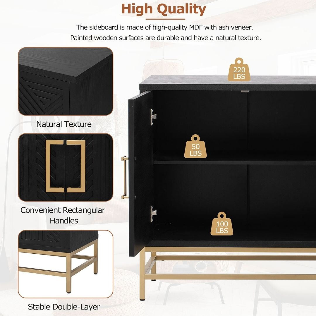 Retro-Style Modern Sideboard with 2 Doors and Adjustable Shelves