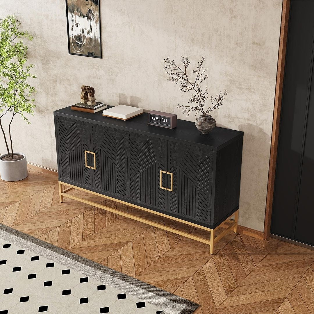 Retro-Style Modern Sideboard with 2 Doors and Adjustable Shelves