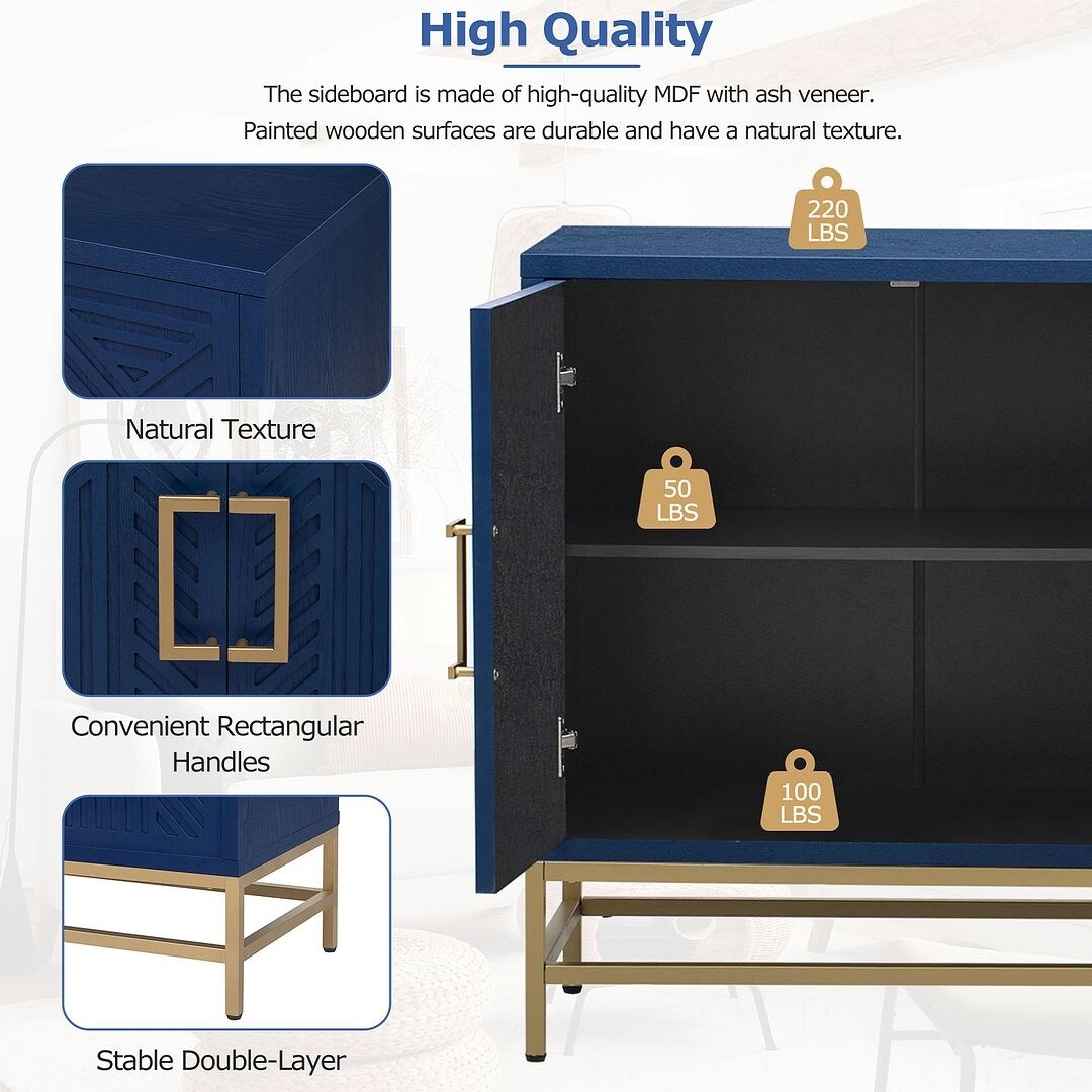 Retro-Style Modern Sideboard with 2 Doors and Adjustable Shelves