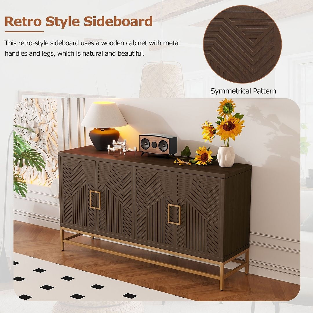 Retro-Style Modern Sideboard with 2 Doors and Adjustable Shelves