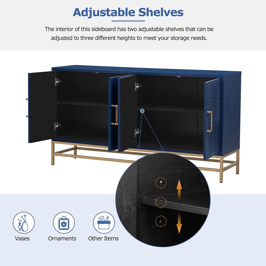 Retro-Style Modern Sideboard with 2 Doors and Adjustable Shelves