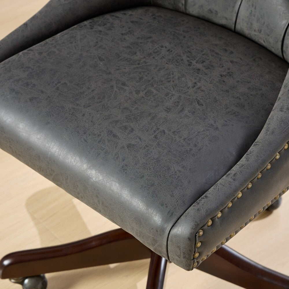 Retro Style Sheepskin Fabric Home Office Chair with Lift, Swivel and Recline Functions